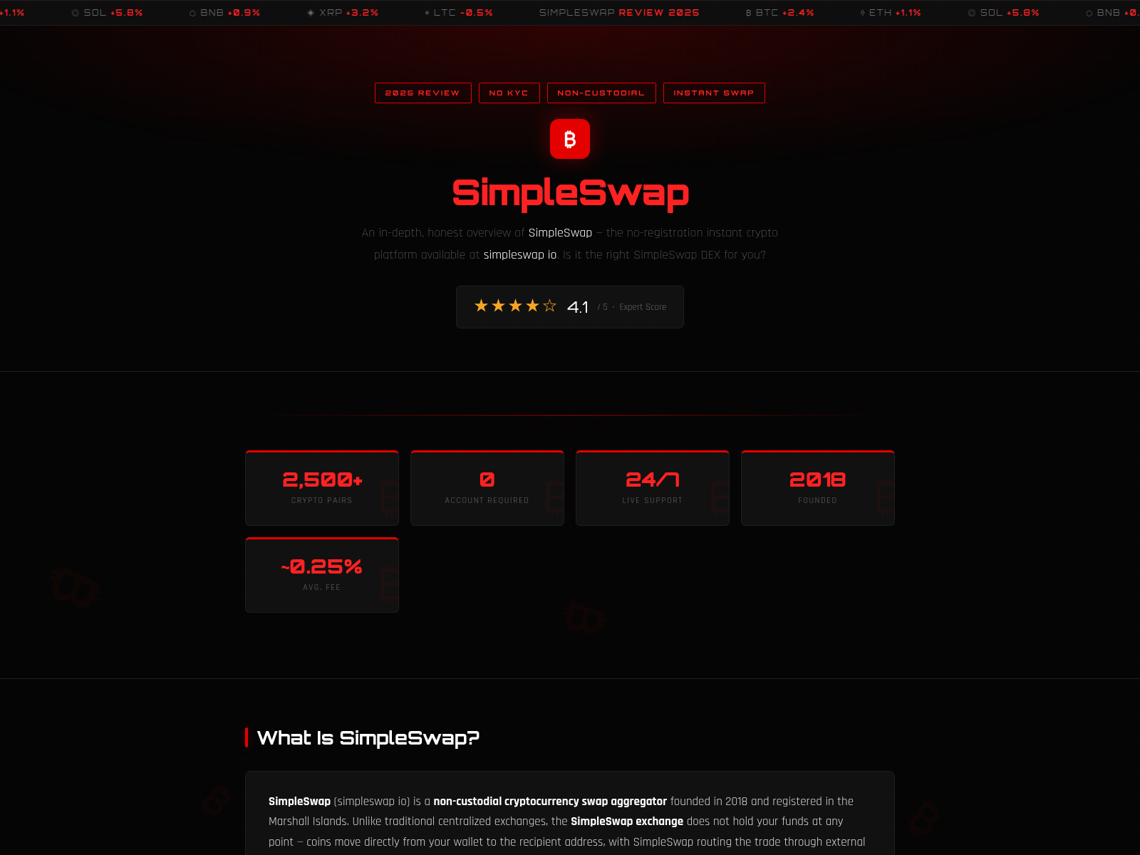 Screenshot of simpleswapdex.org