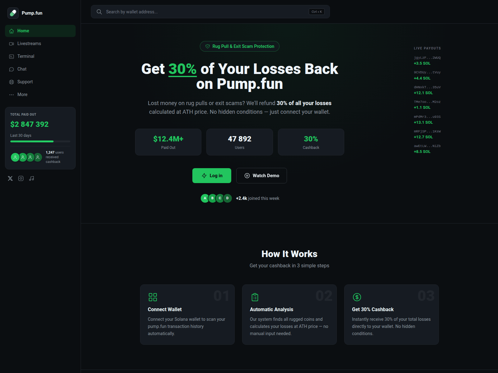 Screenshot of chainwatch.live