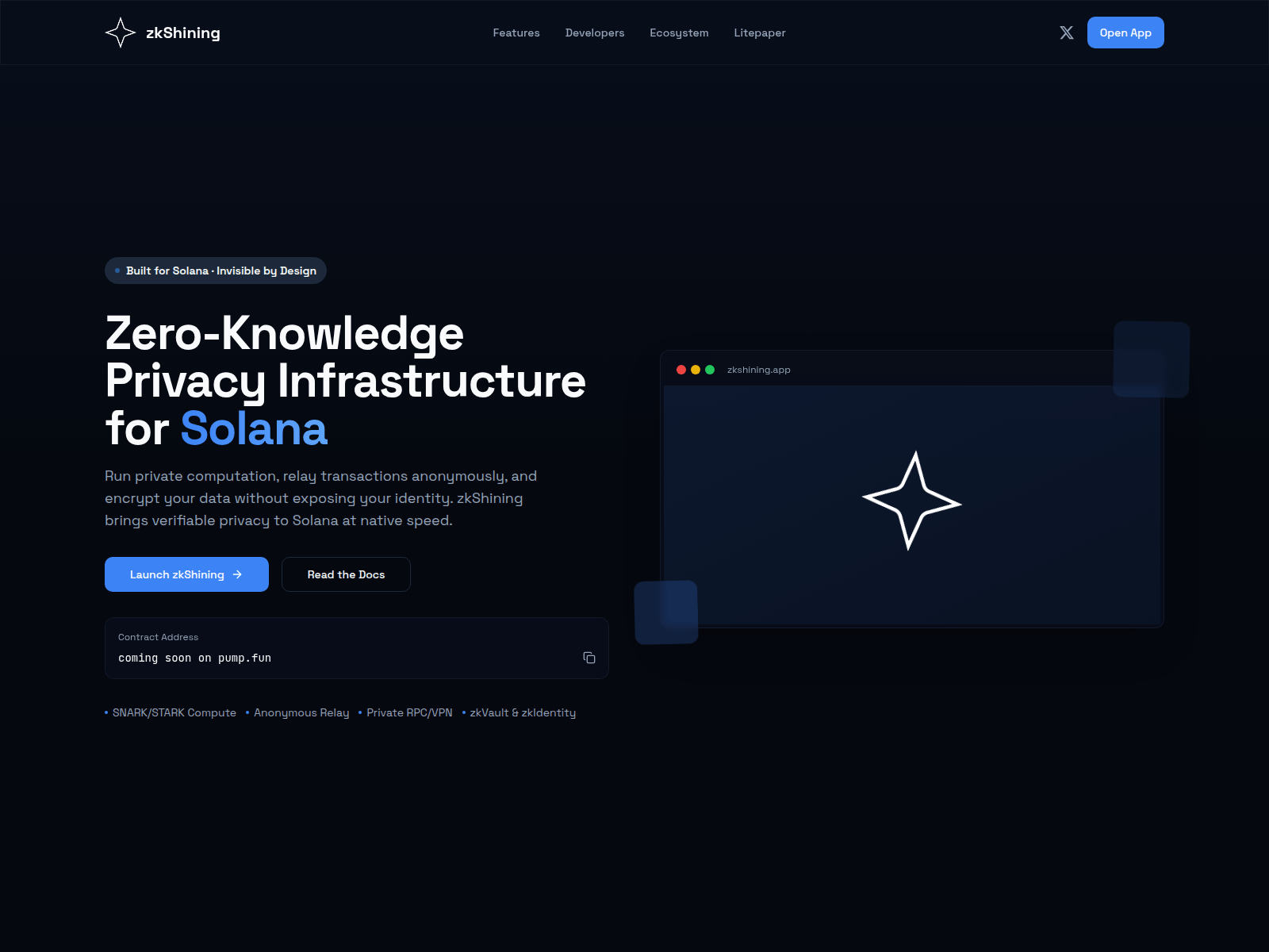Screenshot of zkshining.xyz