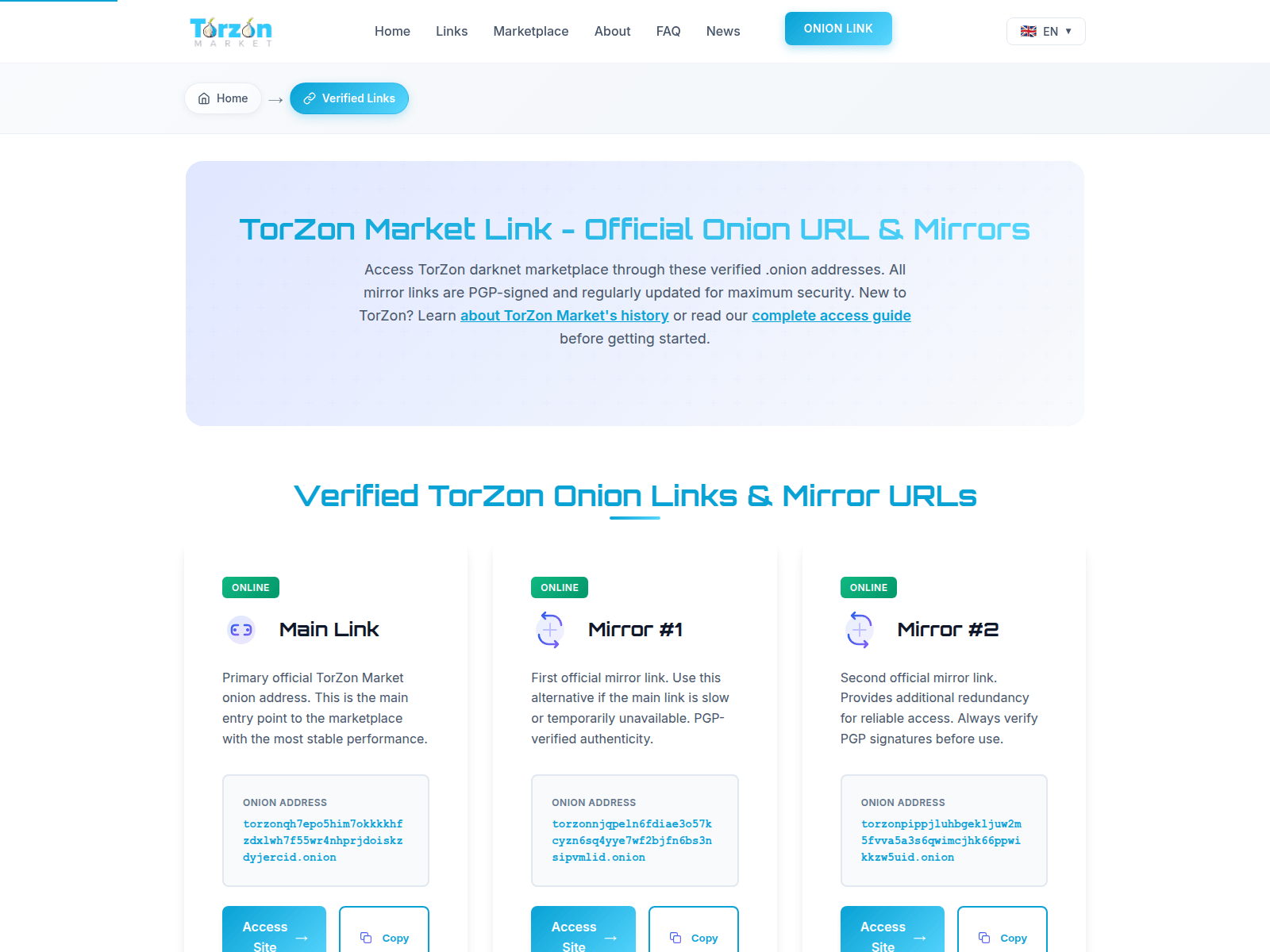 Screenshot of official.torzonlinkaccess.com