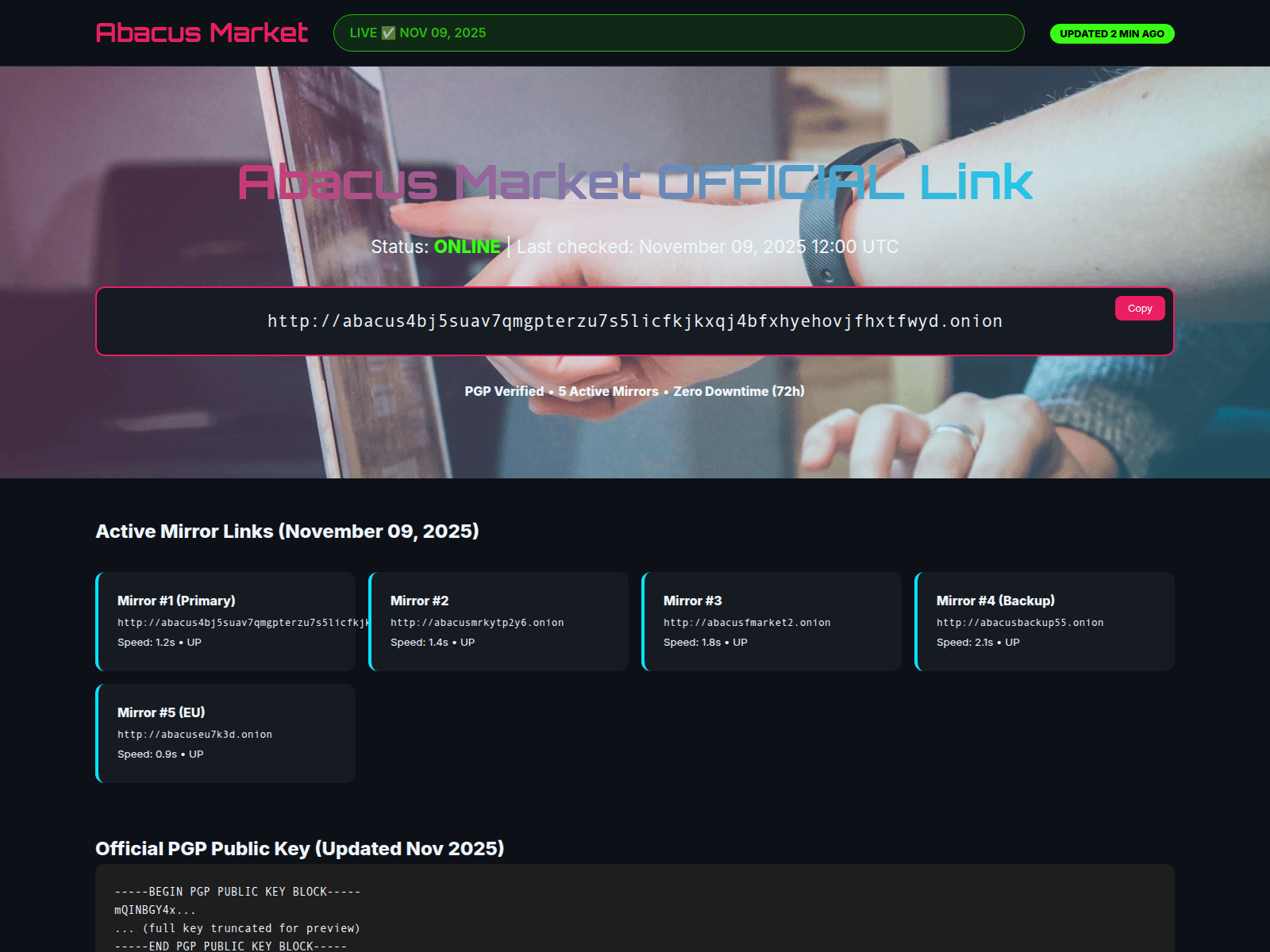 Screenshot of abacusdarknet.to