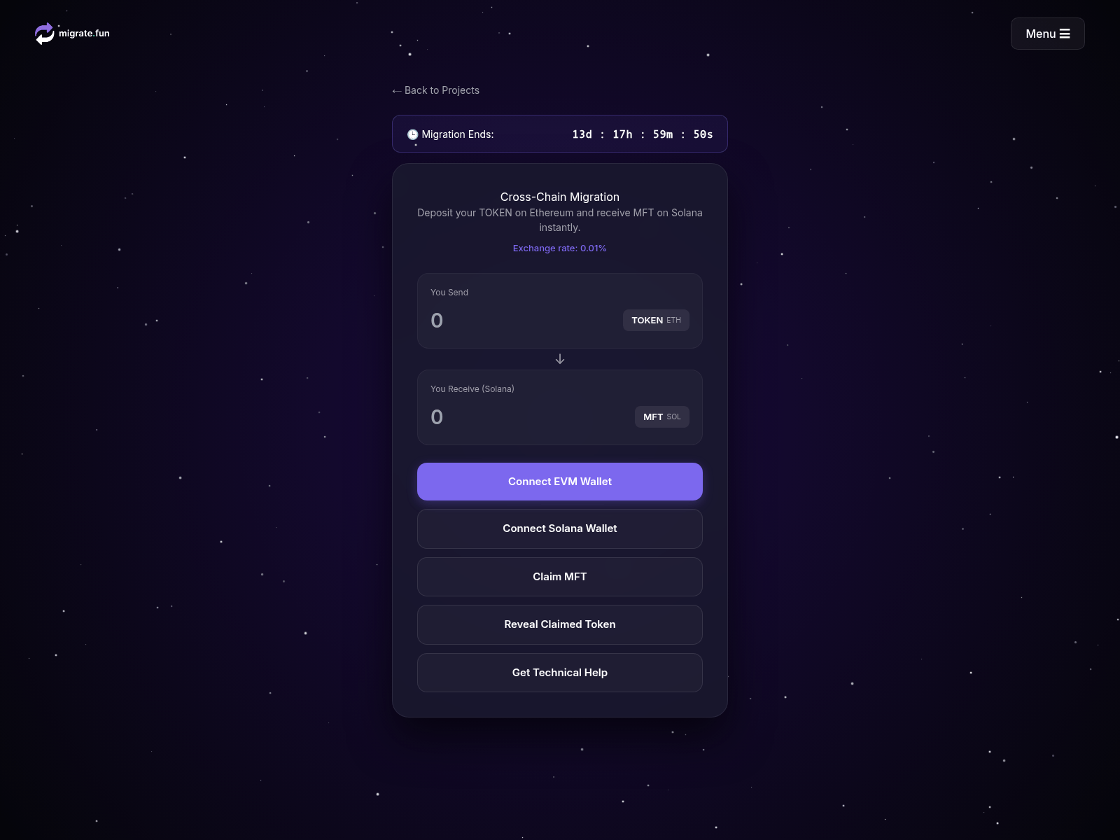 Screenshot of migrate-fun.melodyevent.xyz