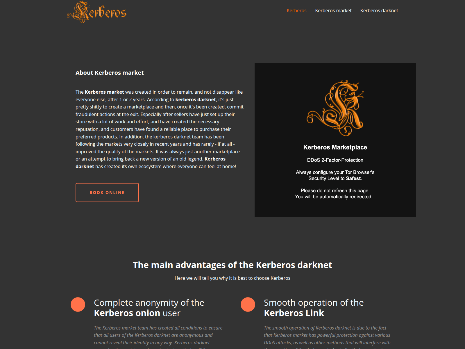 Screenshot of kerberosonion.net