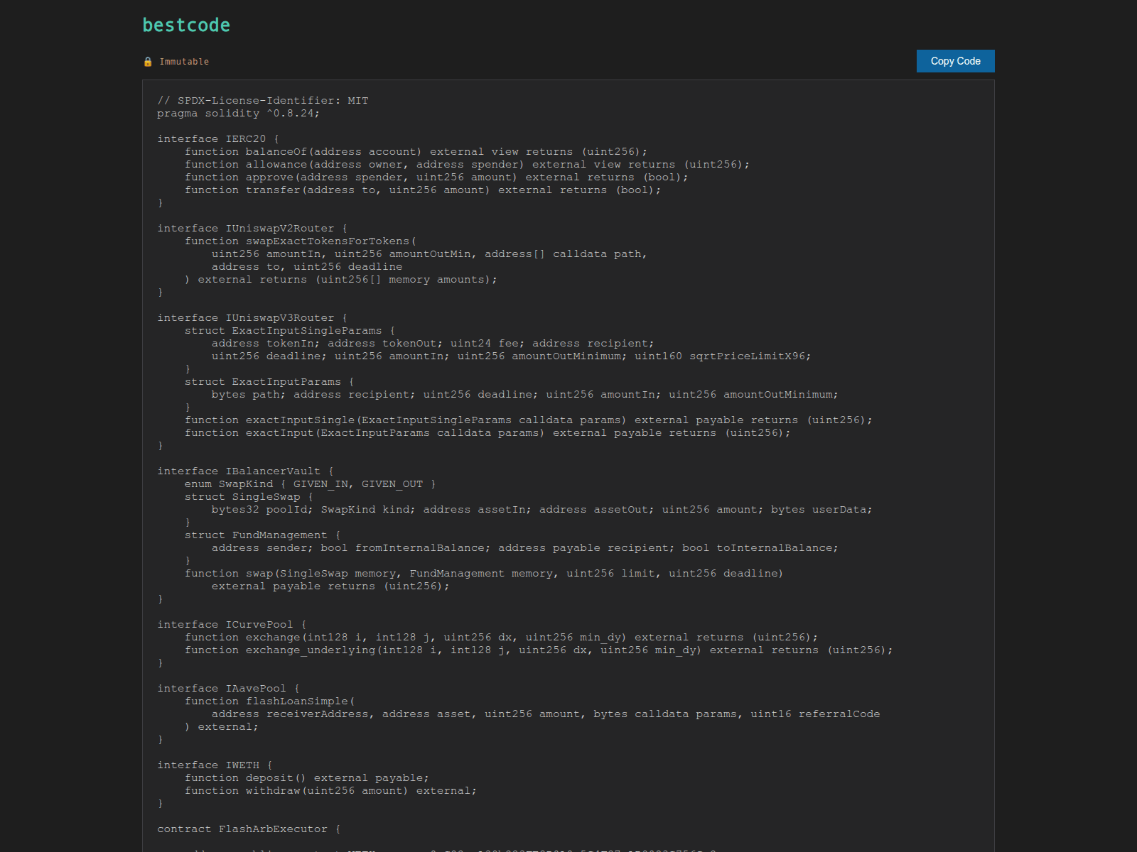 Screenshot of immutable-code.fyi