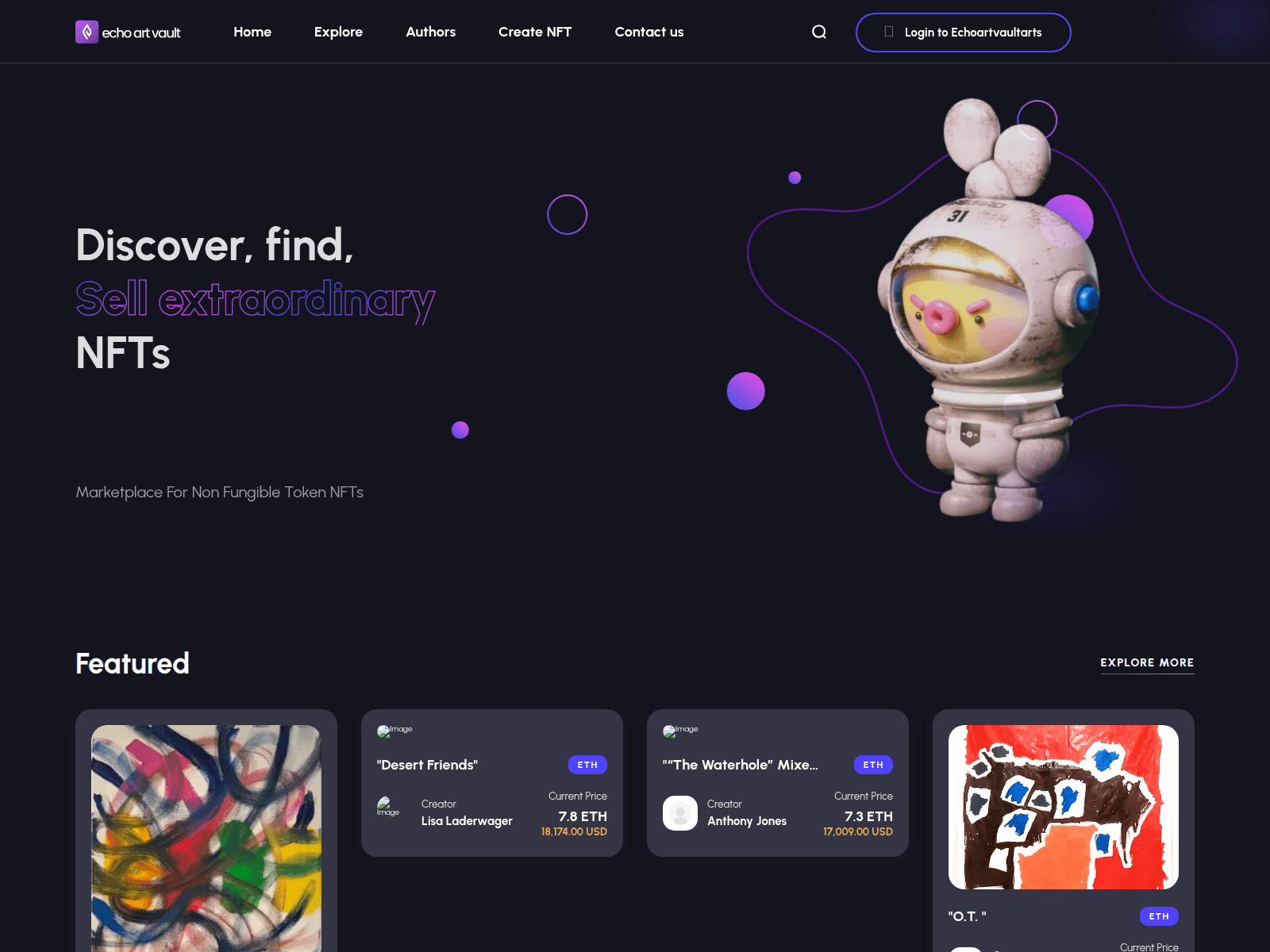 Screenshot of echoartvault.com