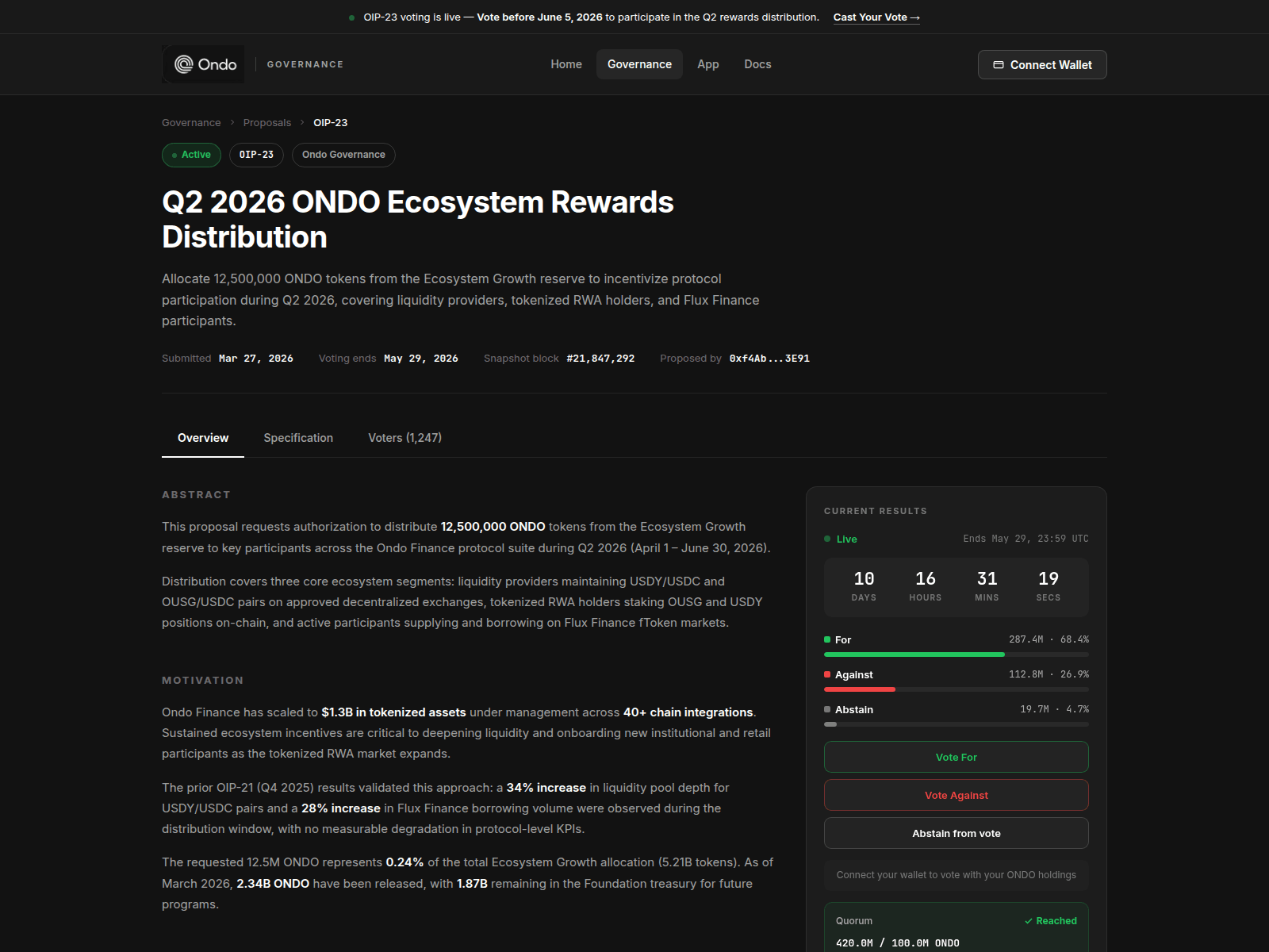 Screenshot of ondovoting.com