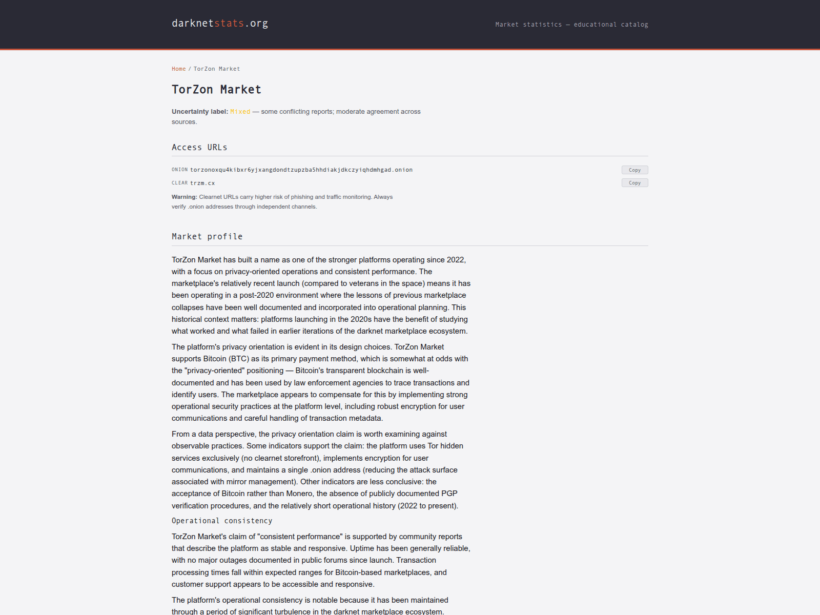 Screenshot of darknetstats.org