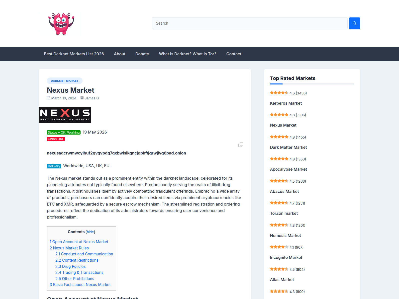 Screenshot of darktorlist.com