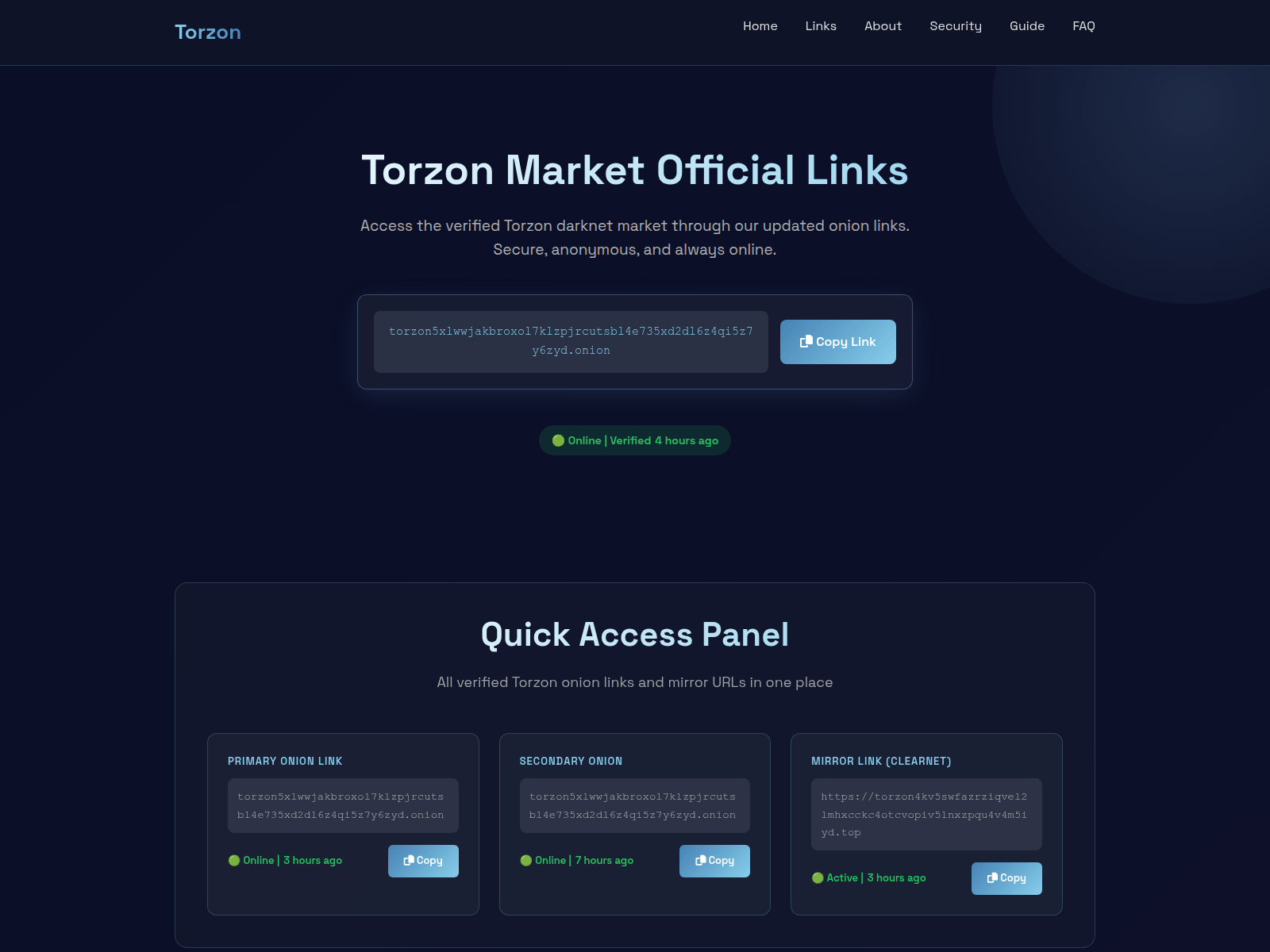Screenshot of torzonmarketmirror.com