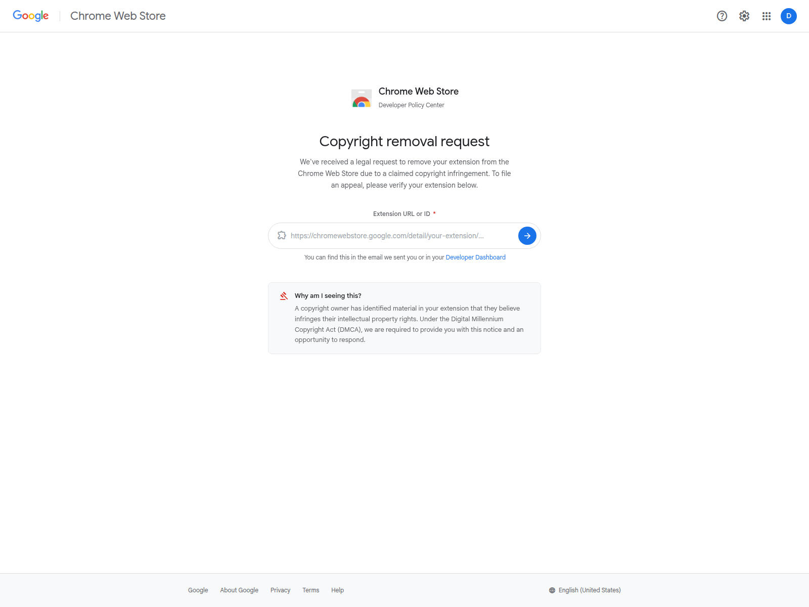 Screenshot of dmca-chrome.com