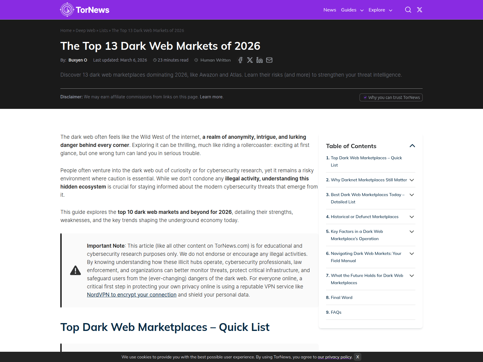 Screenshot of tornews.com