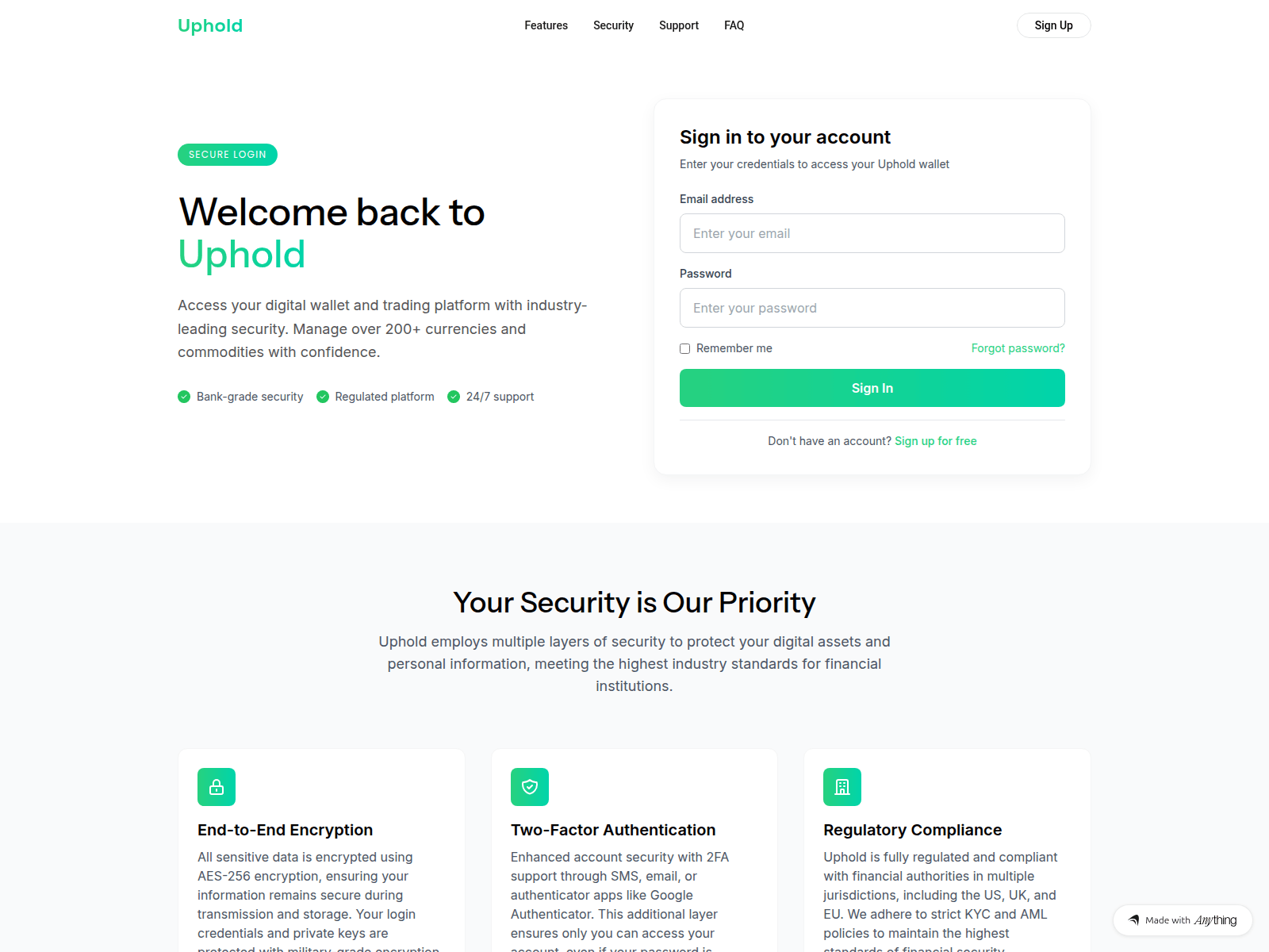 Screenshot of secure-login-uphold.created.app
