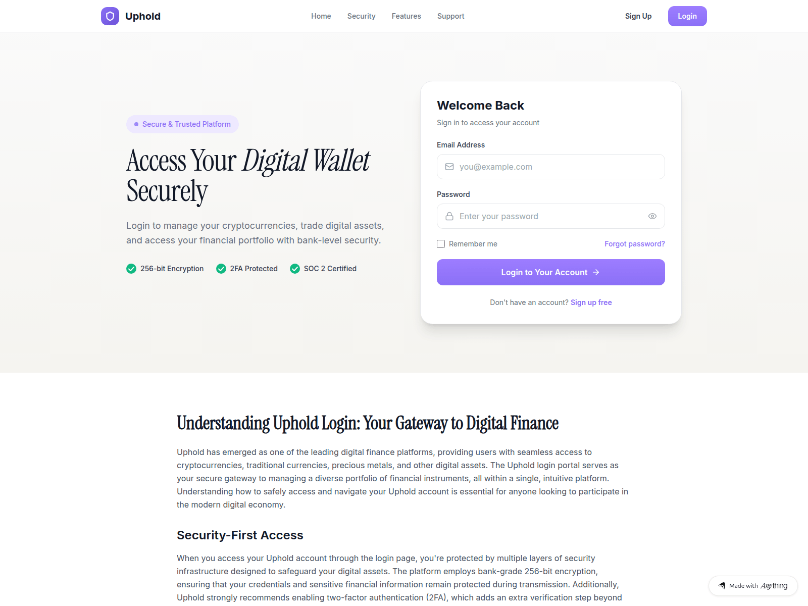 Screenshot of build-uphold.created.app