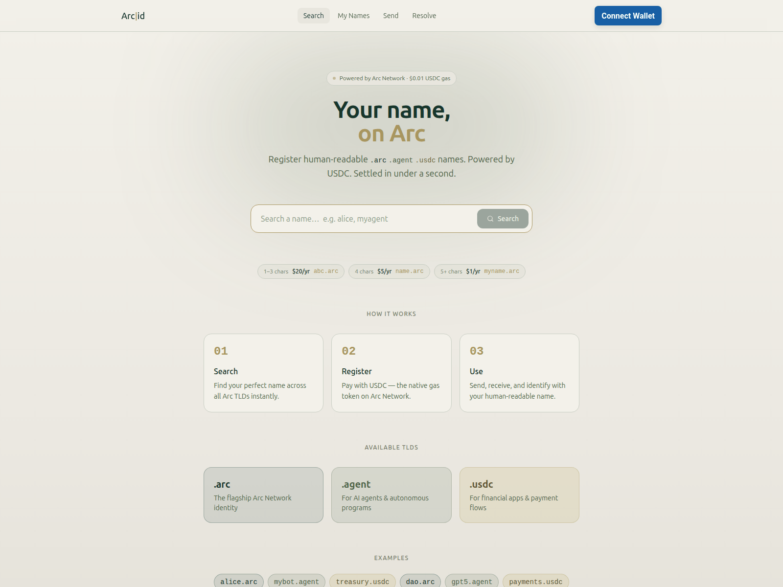 Screenshot of arc-id-peach.vercel.app