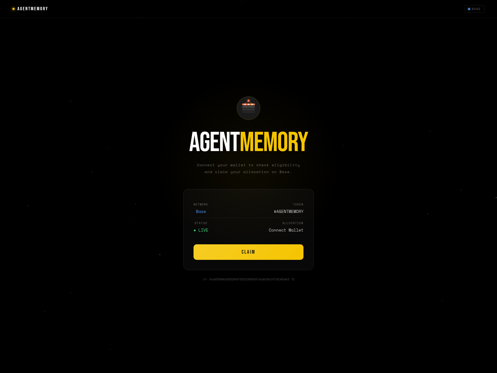 Screenshot of agentmemory.live