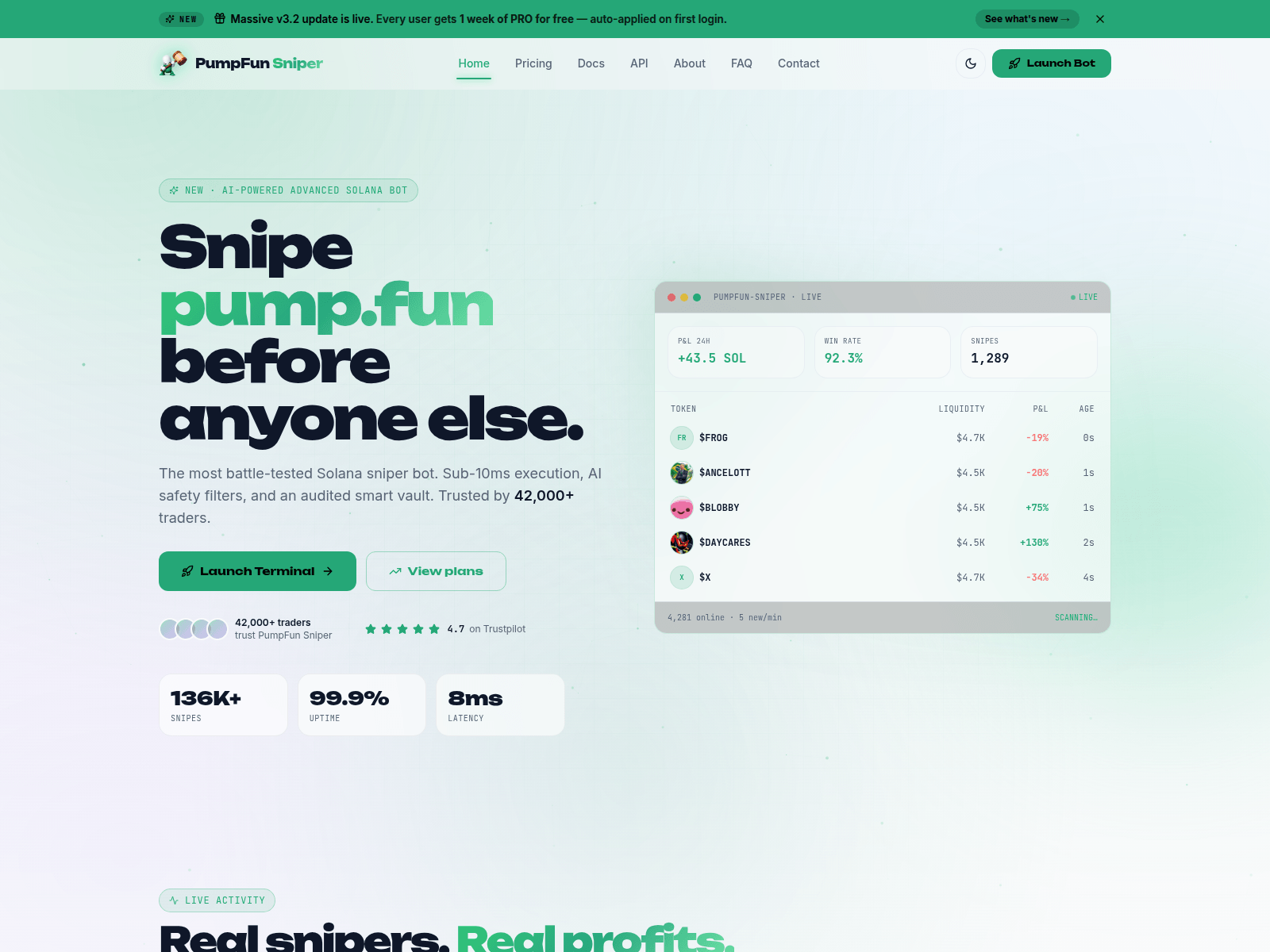 Screenshot of pumpsnipers.com