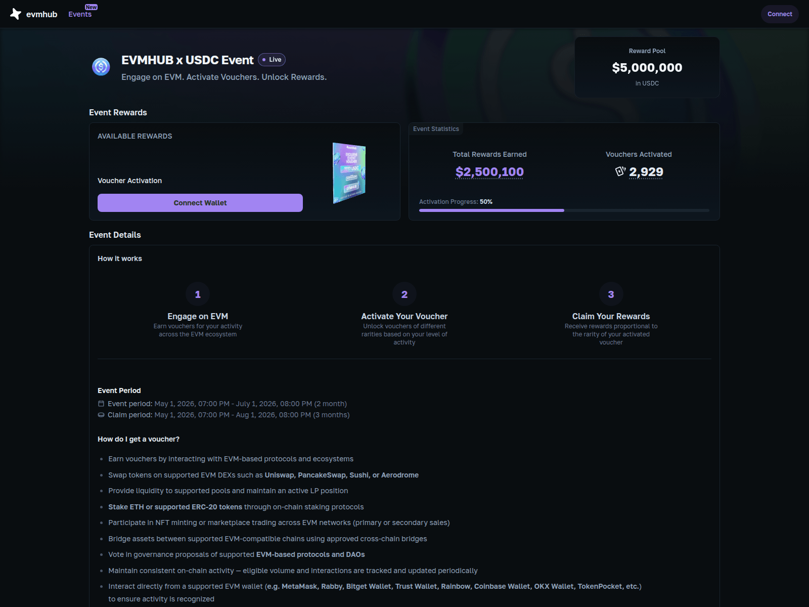 Screenshot of evmhub.net