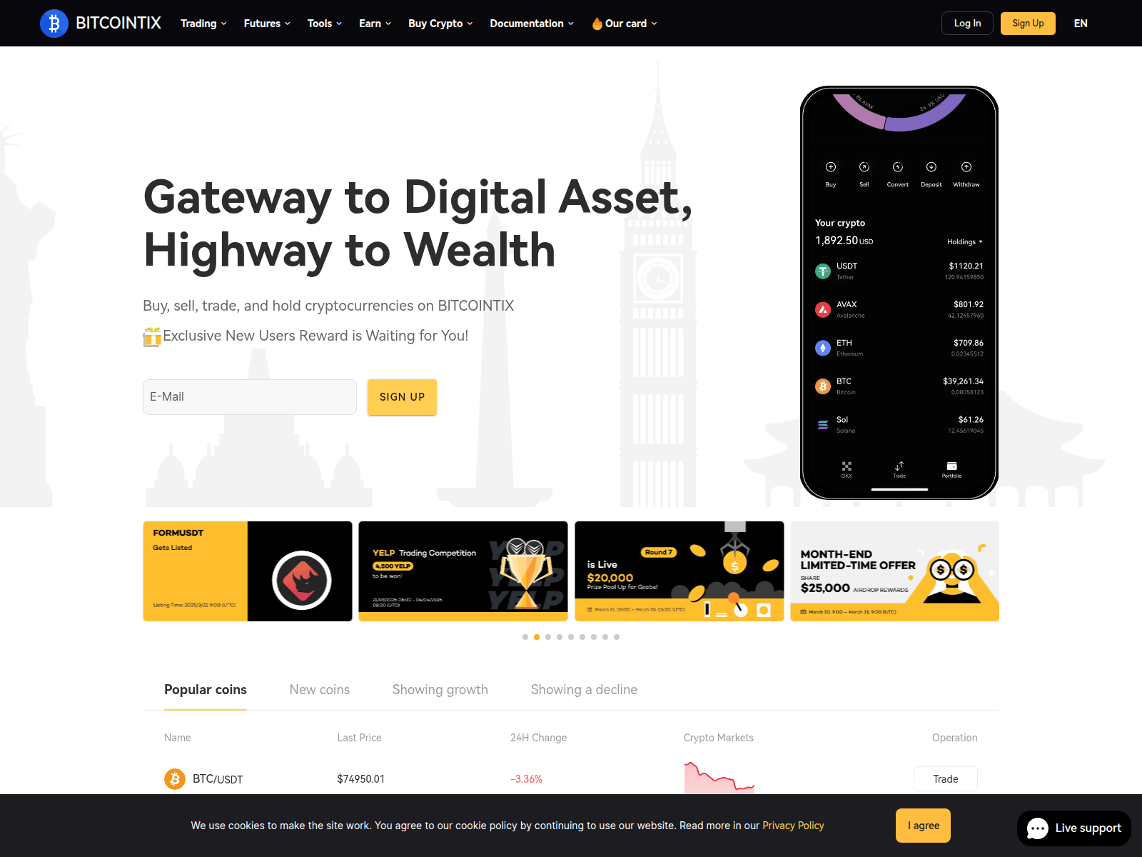 Screenshot of bitcointix.com