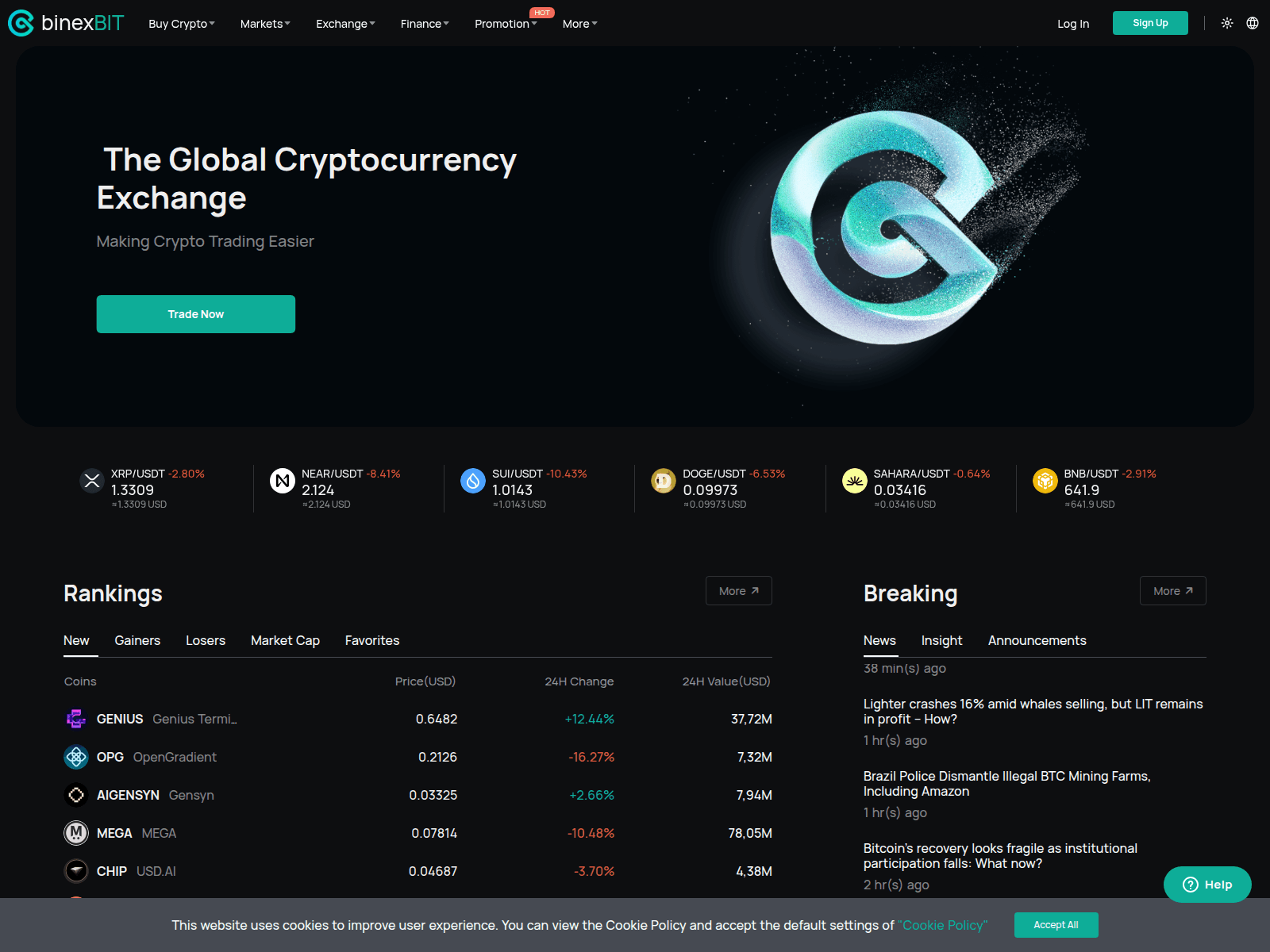 Screenshot of binexbit.com