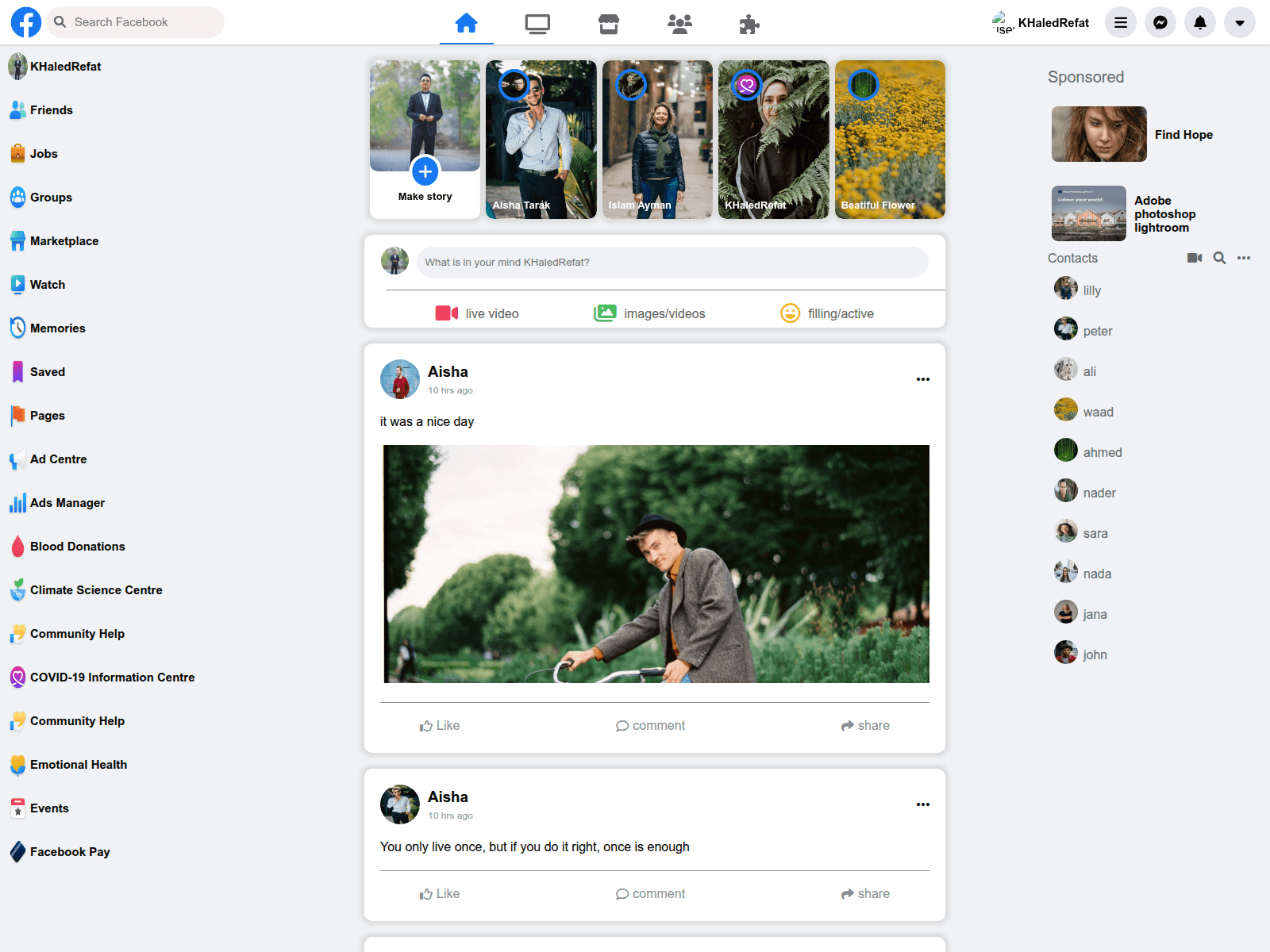 Screenshot of fb-clone-new.vercel.app