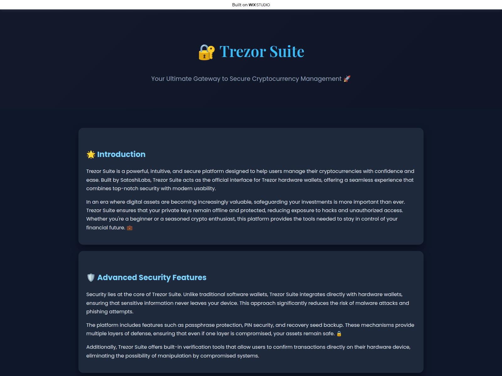Screenshot of trezir-suiteappss.wixstudio.com