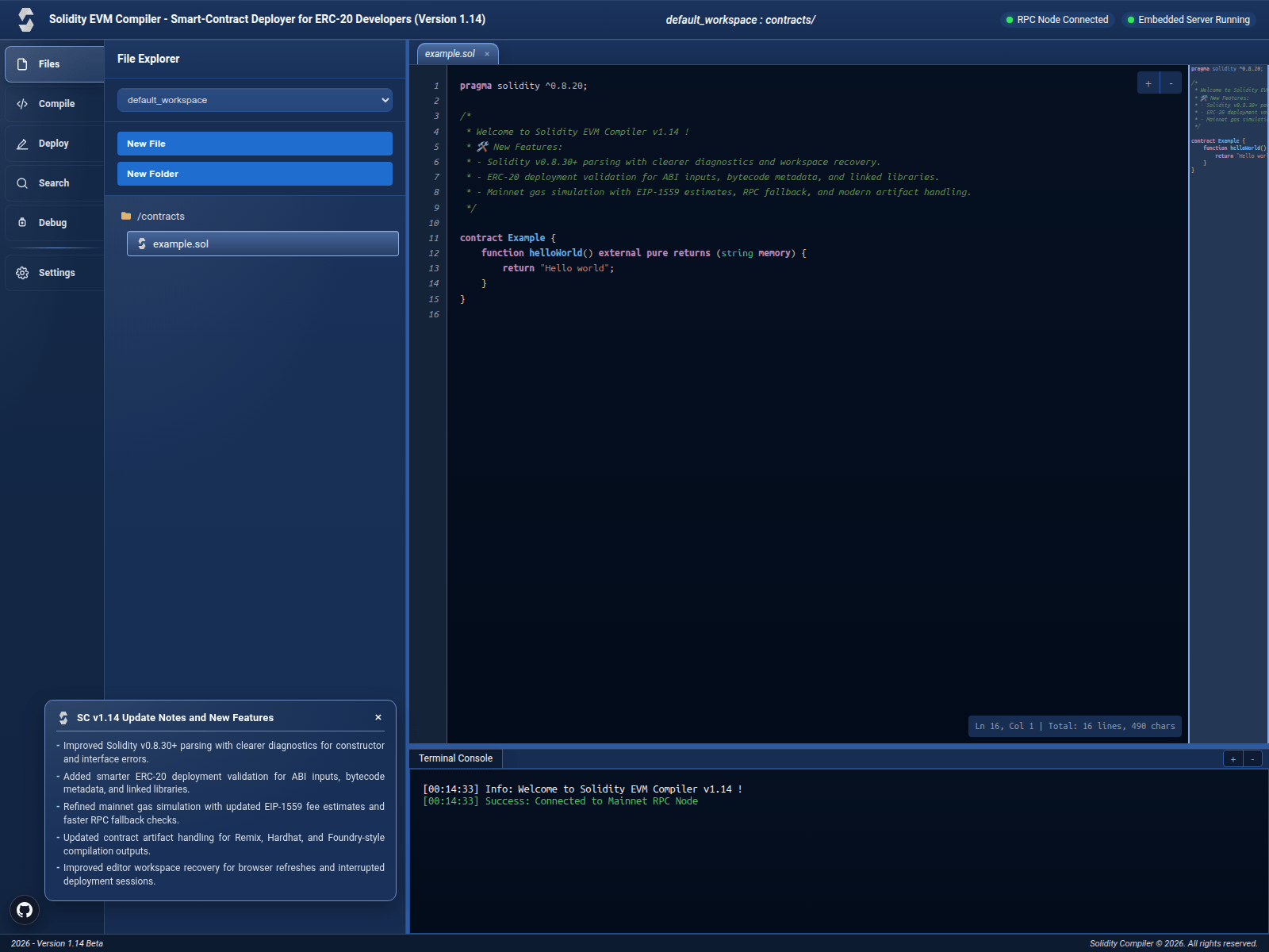Screenshot of soliditycompiler.pages.dev