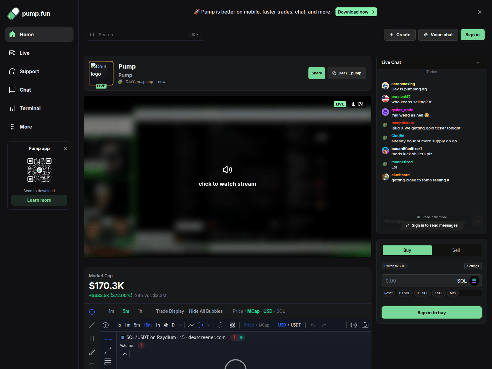 Screenshot of pumpstreams.expl.live