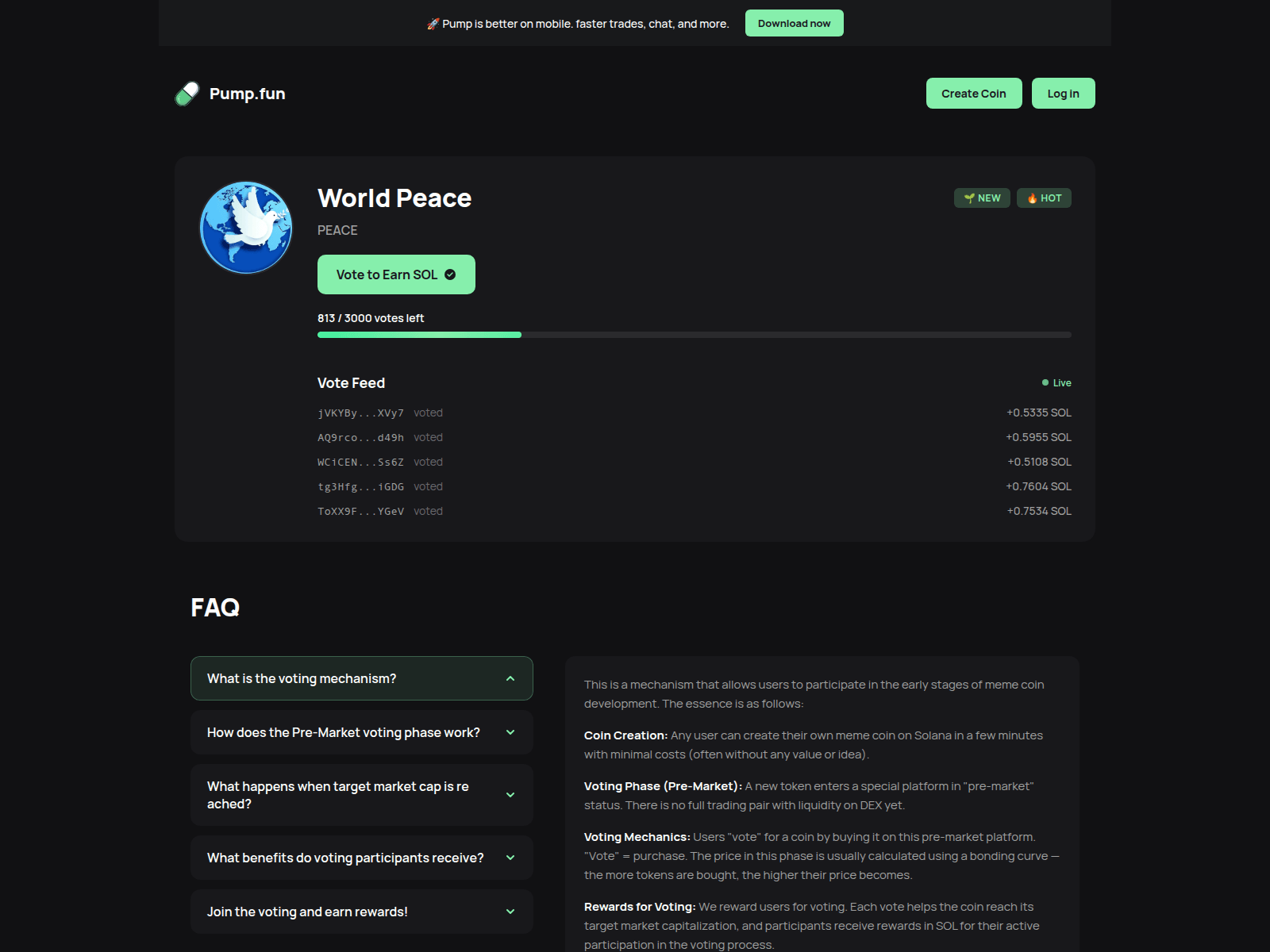 Screenshot of vote-peace.fun