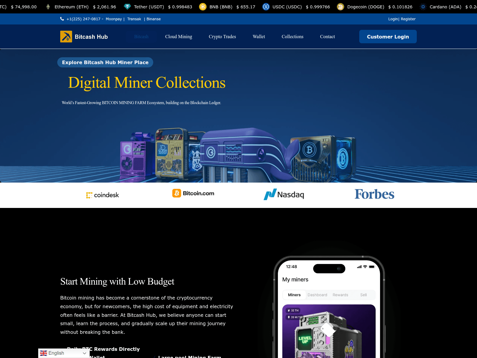 Screenshot of bitcashhub.org
