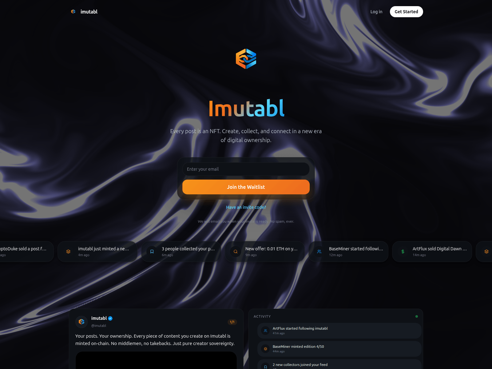Screenshot of imutabl.com