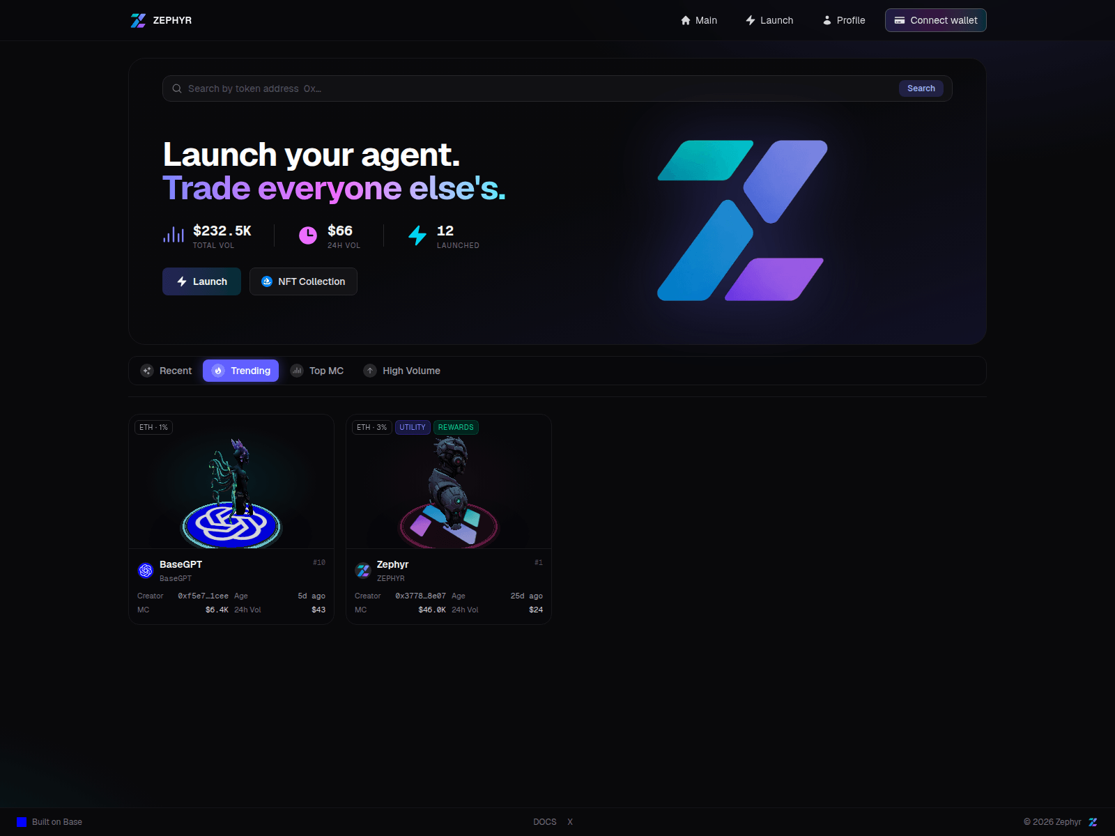 Screenshot of zephyr.trading