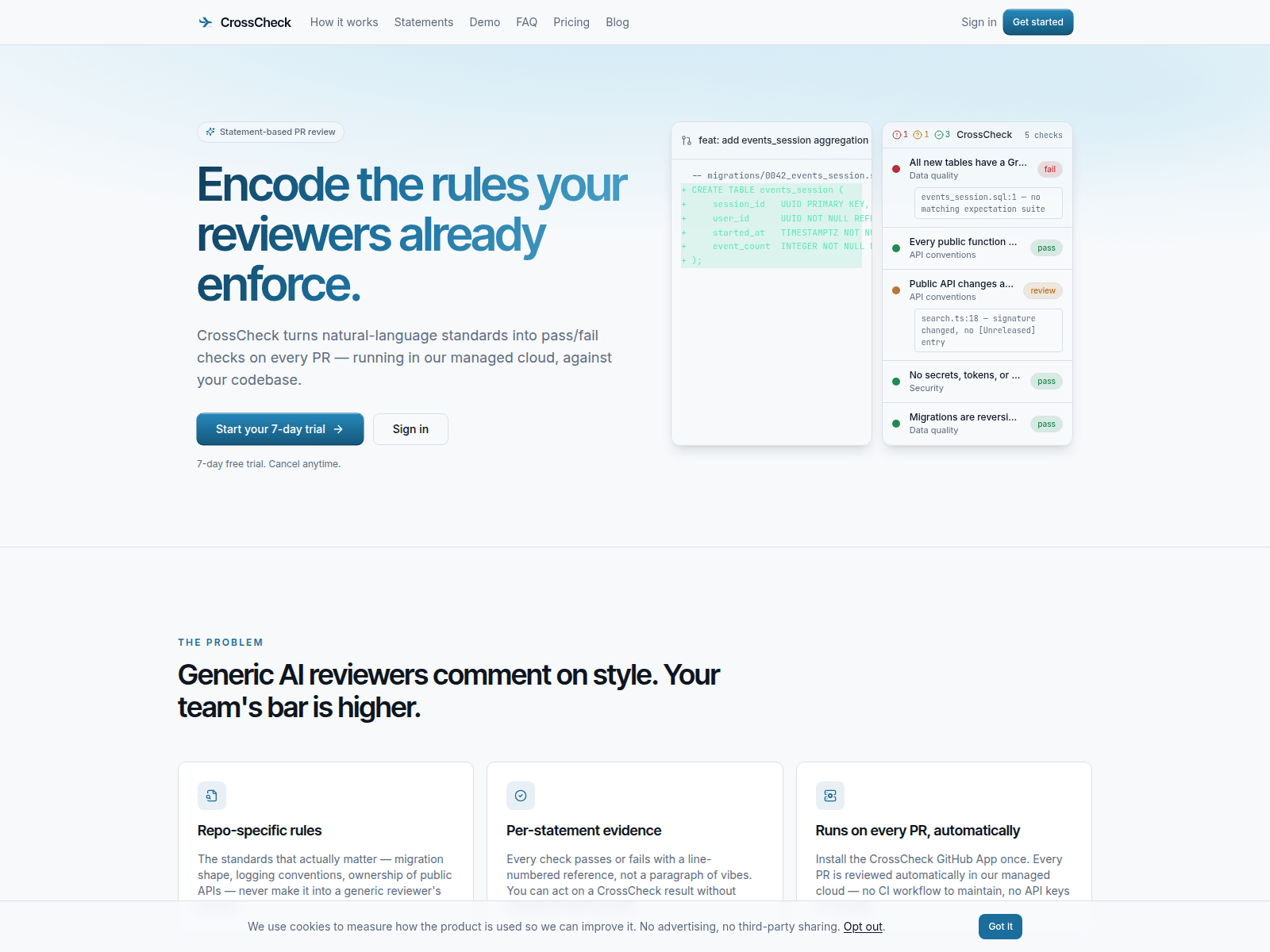 Screenshot of cross-check.dev