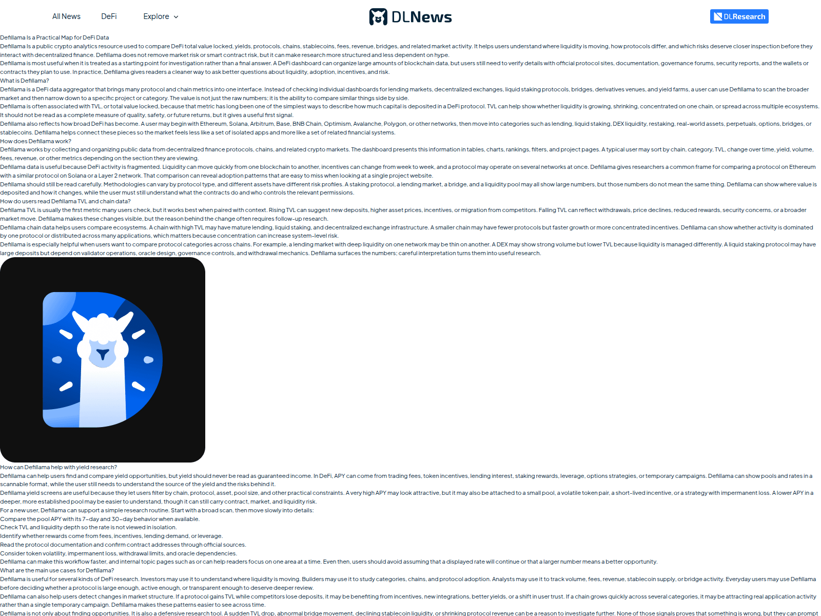 Screenshot of defillaio.com