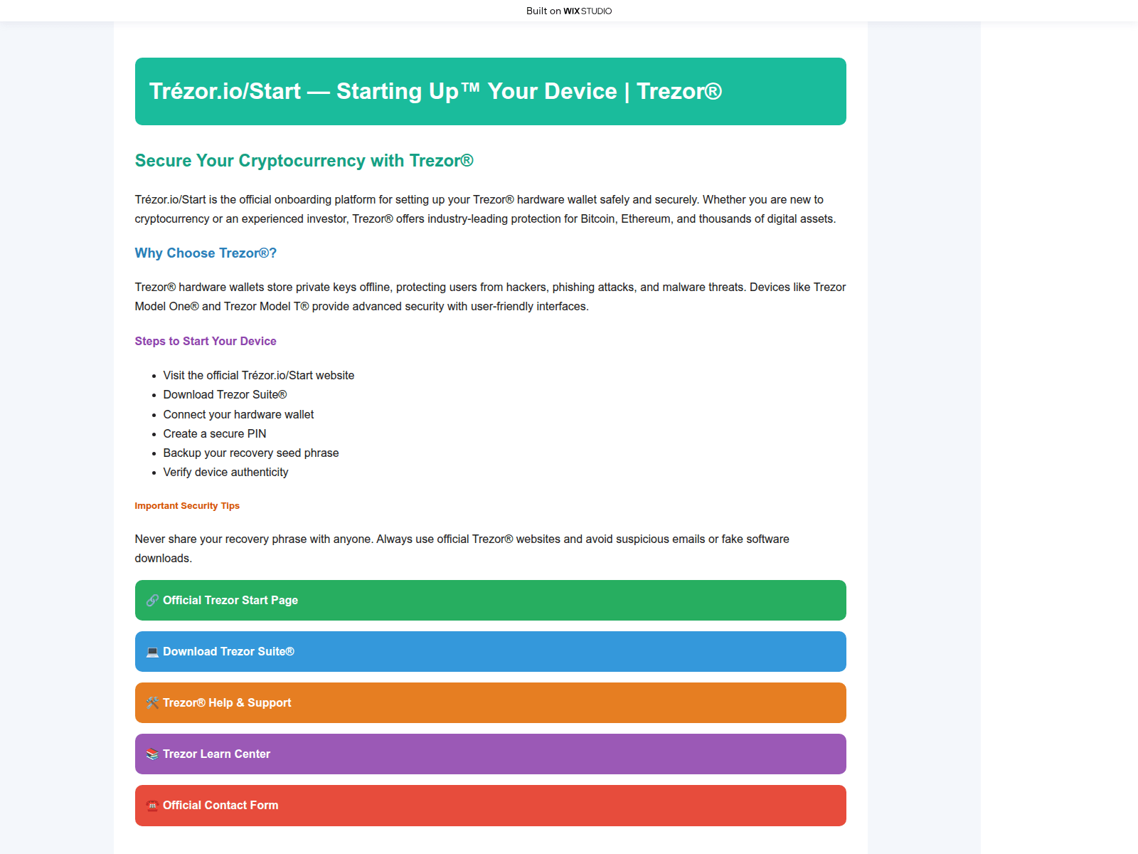 Screenshot of started-trxio.wixstudio.com