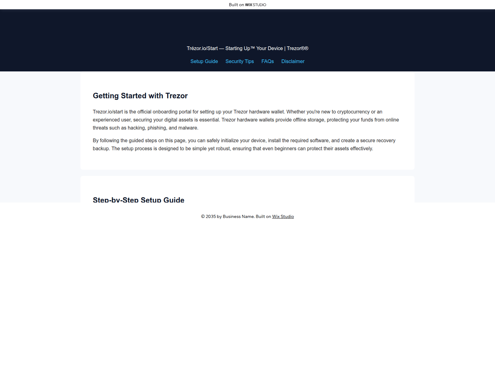 Screenshot of homepage-trezureio.wixstudio.com