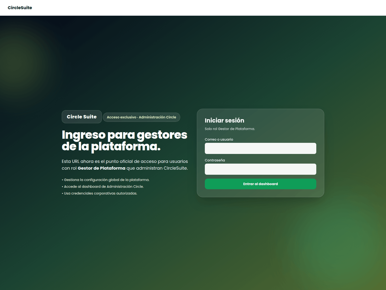 Screenshot of circlesuite.net