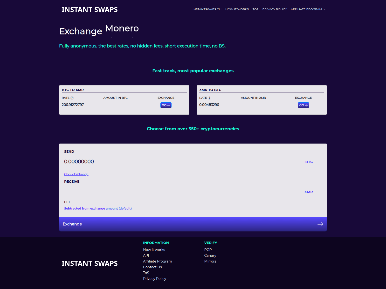 Screenshot of instantswaps.com