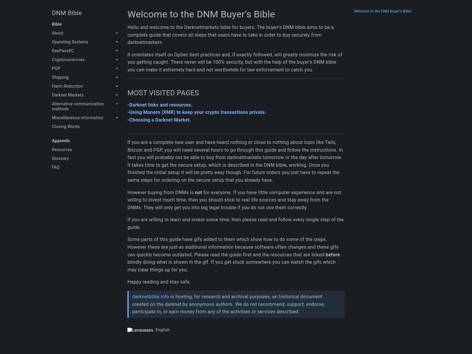 Screenshot of darknetbible.info