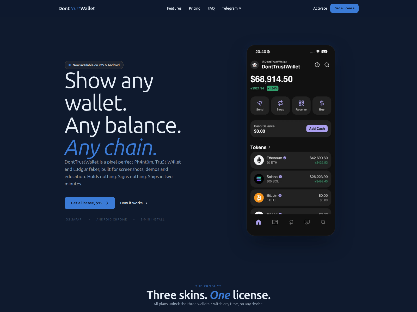 Screenshot of dontrustwallet.com