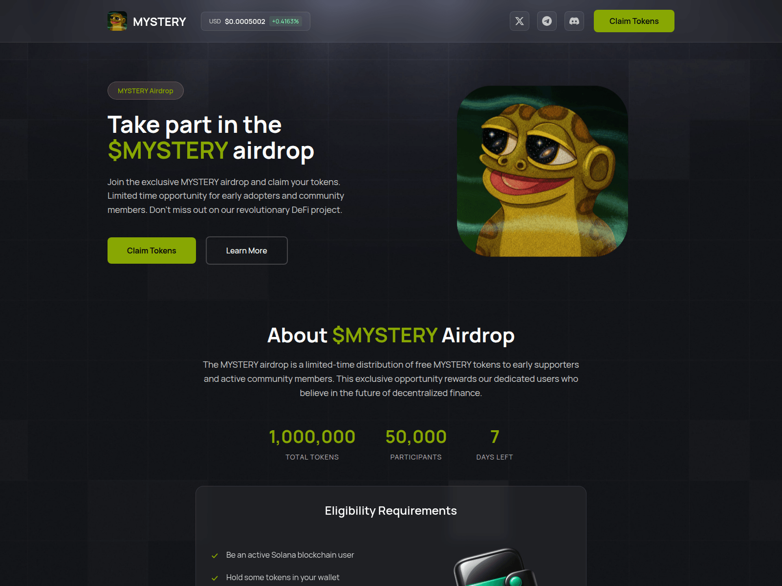 Screenshot of allocation-mysterythefrog.fun