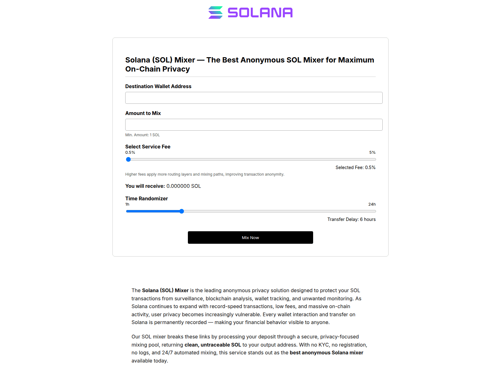 Screenshot of sol-mixer.com