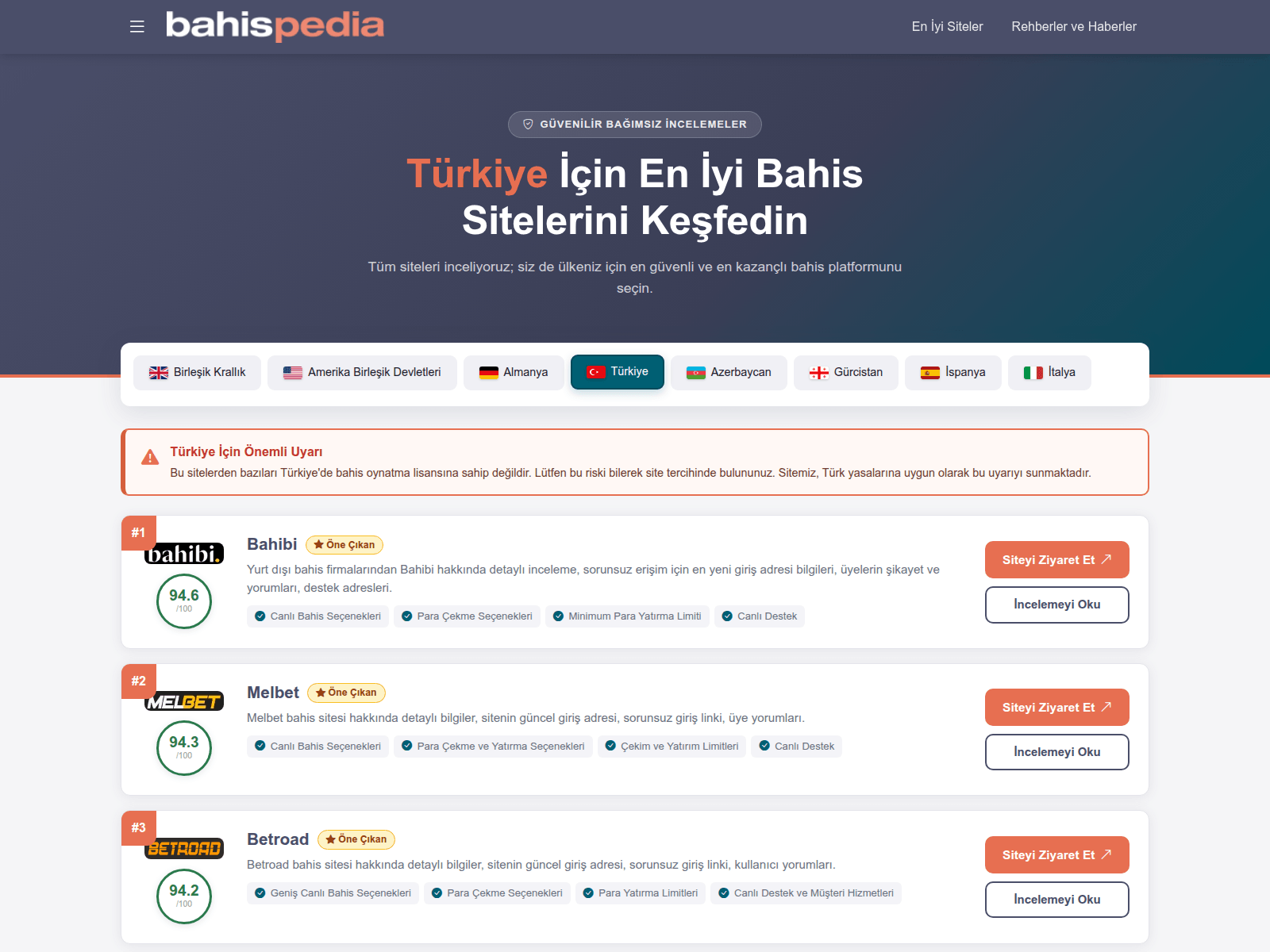 Screenshot of bahispedia.one