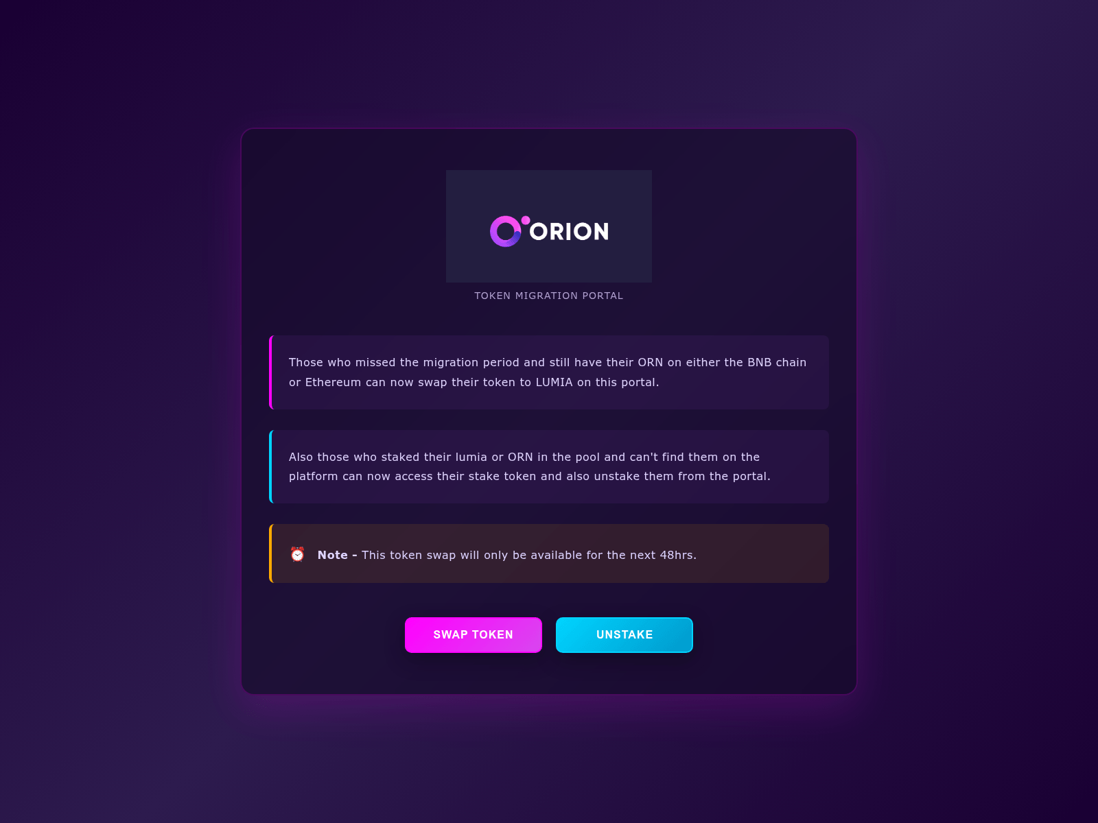 Screenshot of orion-migration.web.app
