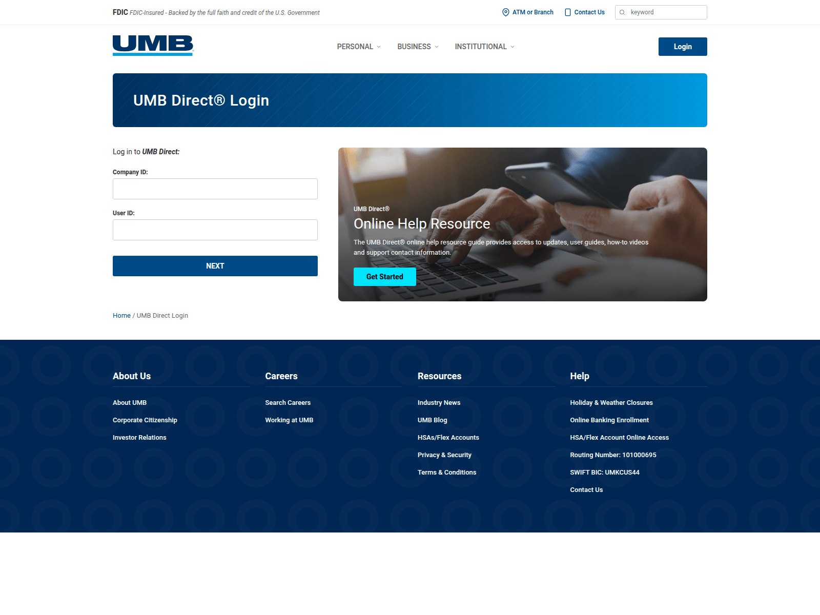 Screenshot of umb-conect.com
