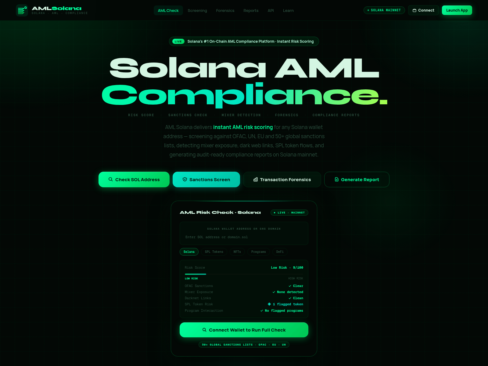 Screenshot of amlsolana.xyz