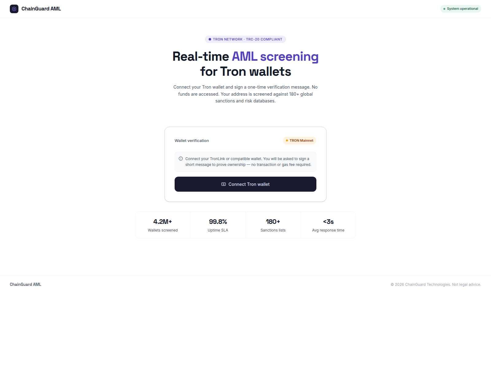 Screenshot of amlwalletverification.com