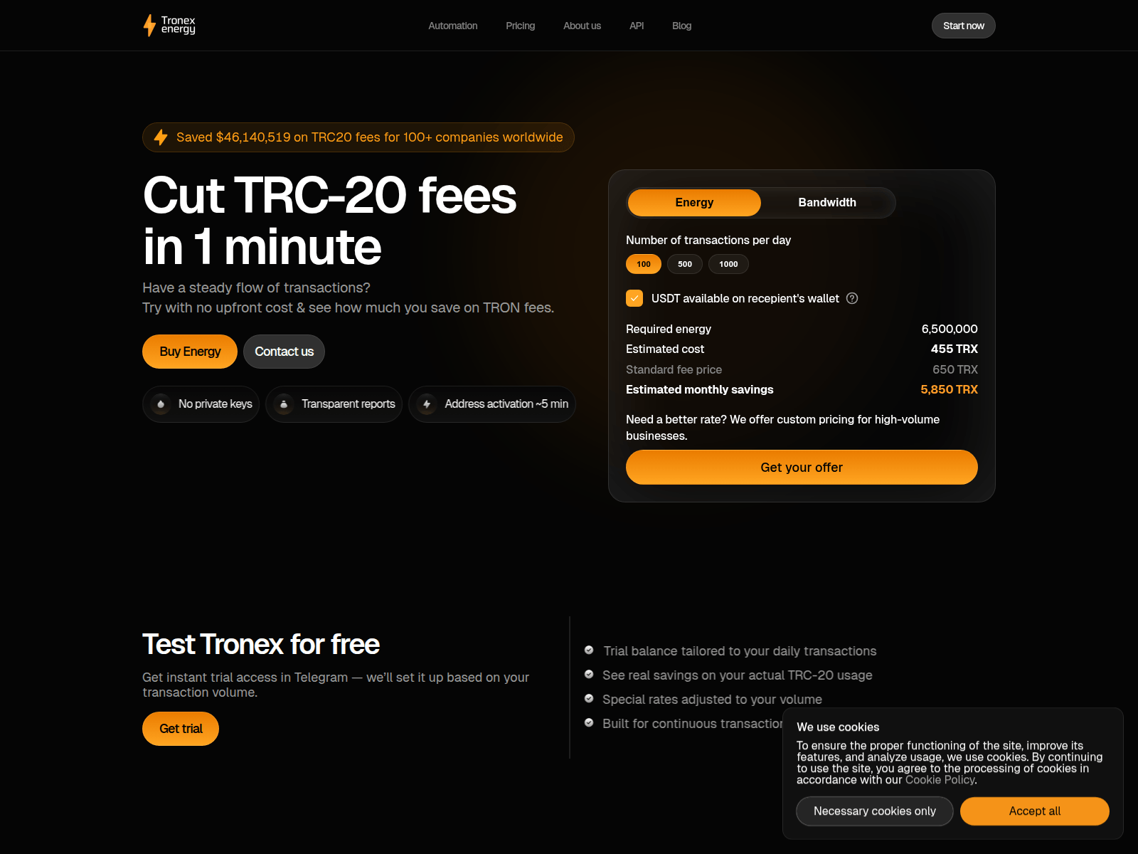 Screenshot of tronxenergy.com