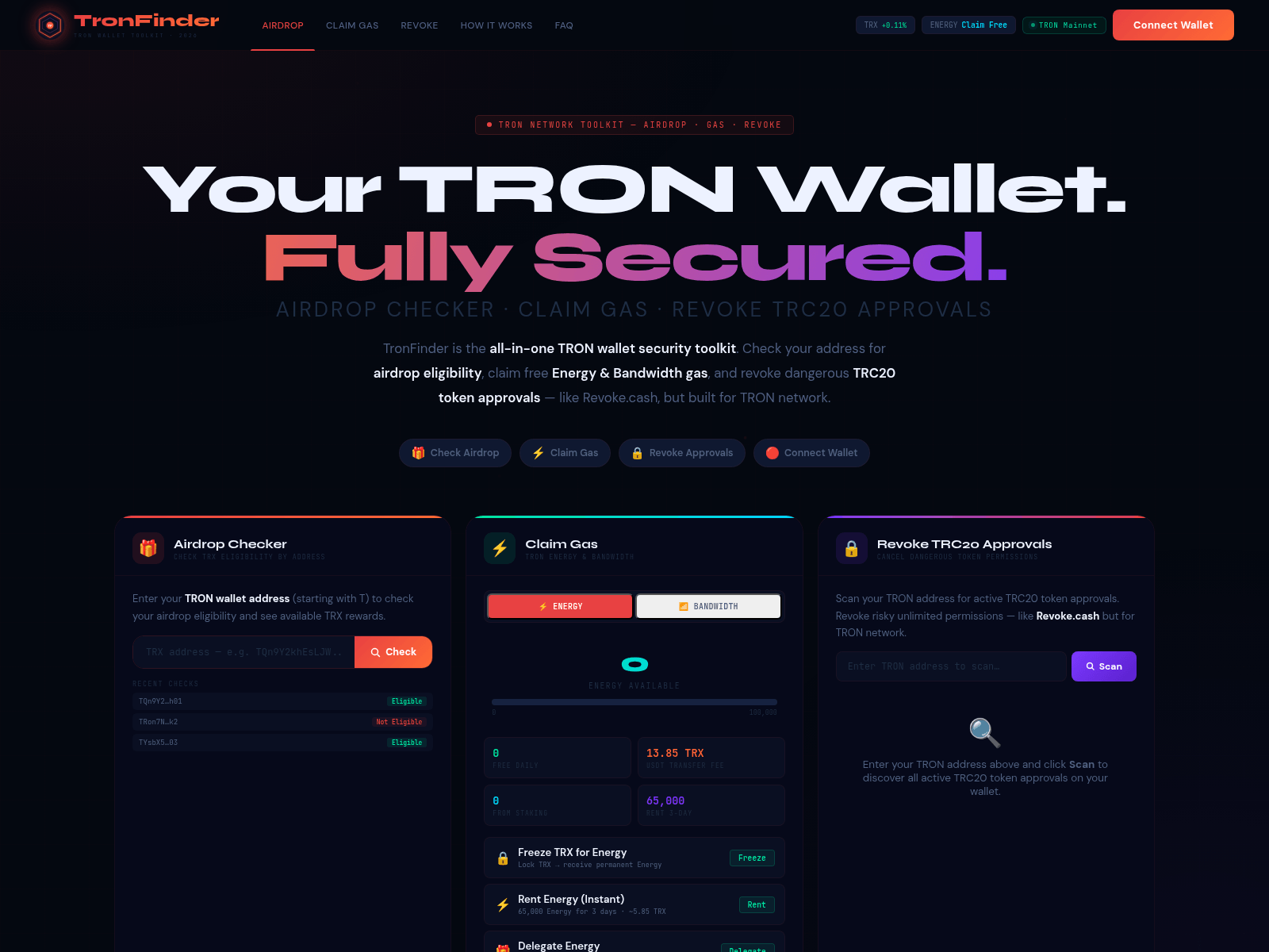 Screenshot of tronfinder.xyz