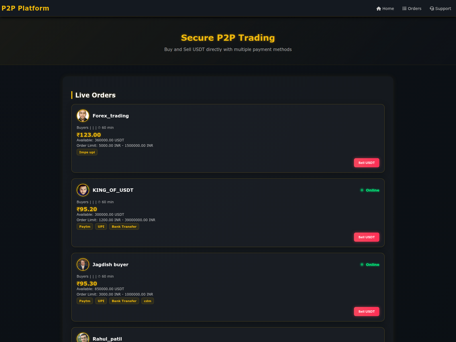 Screenshot of cryptop2p.live