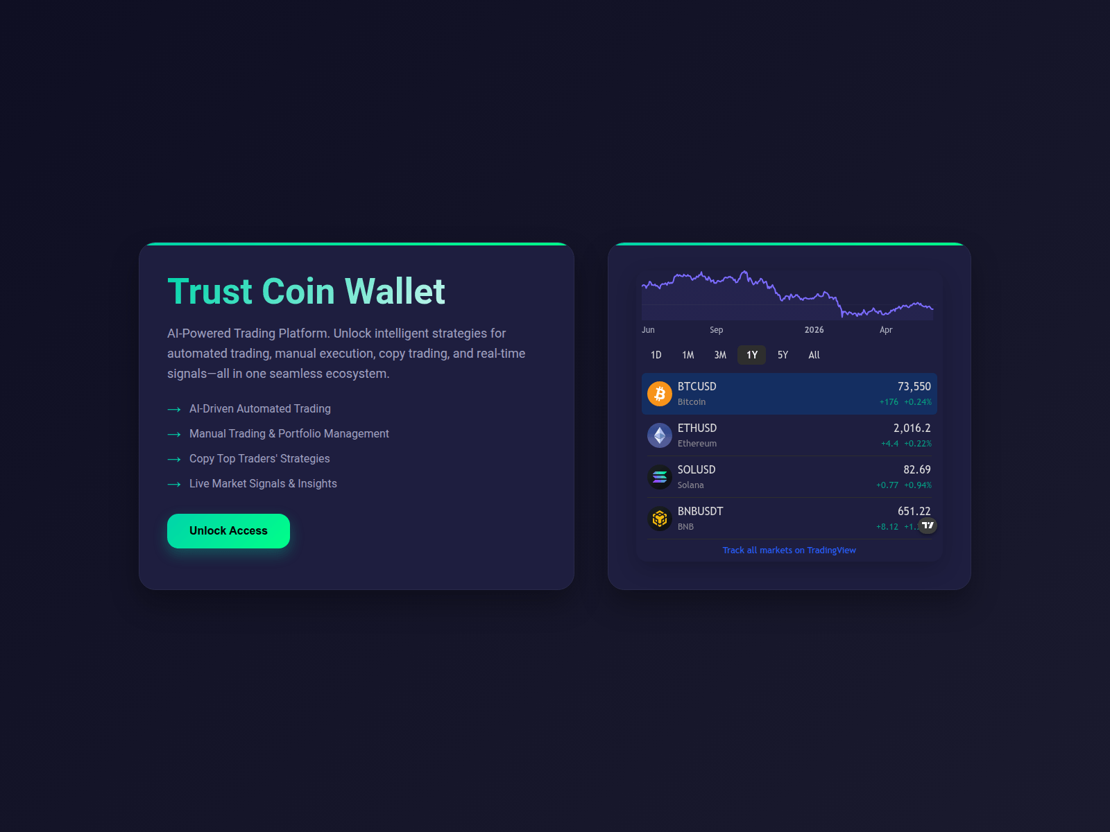 Screenshot of www.trustcoinswallet.com